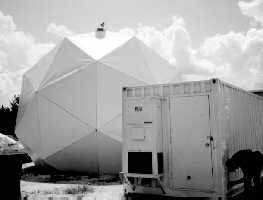 Tactical radome with transport shelter.
